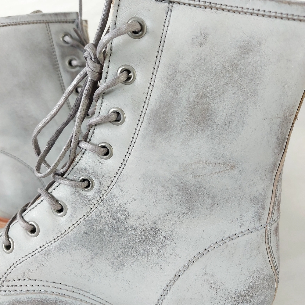 Frye Veronica Combat Boot Mid-Calf Laceup Women Size 11 Silver Burnished Leather - Picture 8 of 16